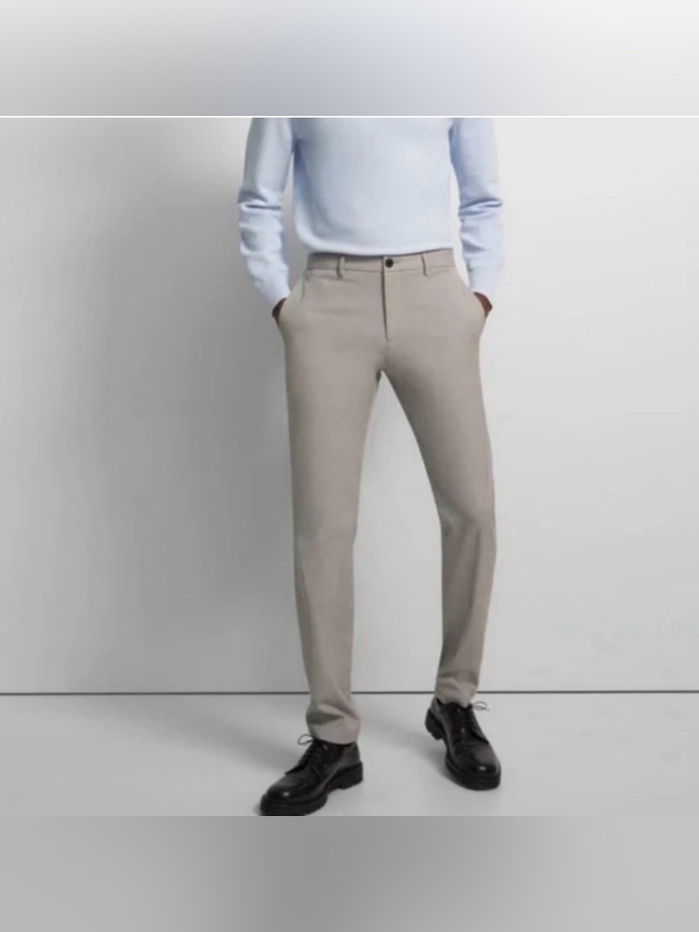 Theory Mens Zaine SW Neoteric Slim Fit  Commuter Travel Stretch Pants USA Greige